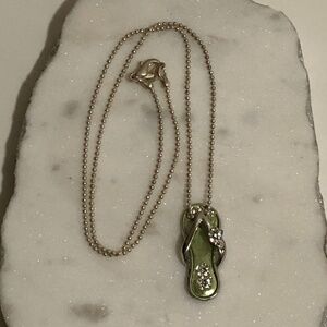 Hawaiian Flip Flop Necklace With Rhinestones